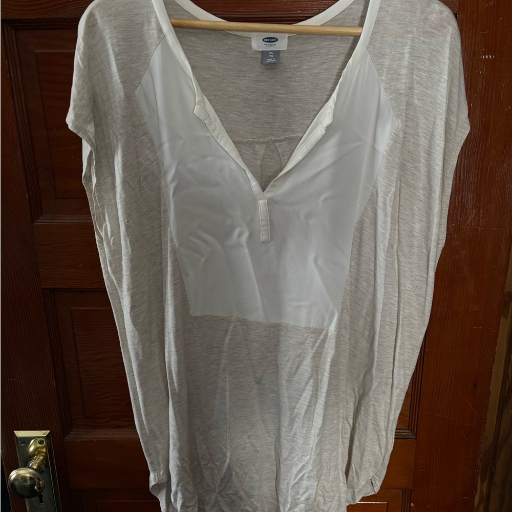 Old Navy White Short Sleeve Oversized Blouse